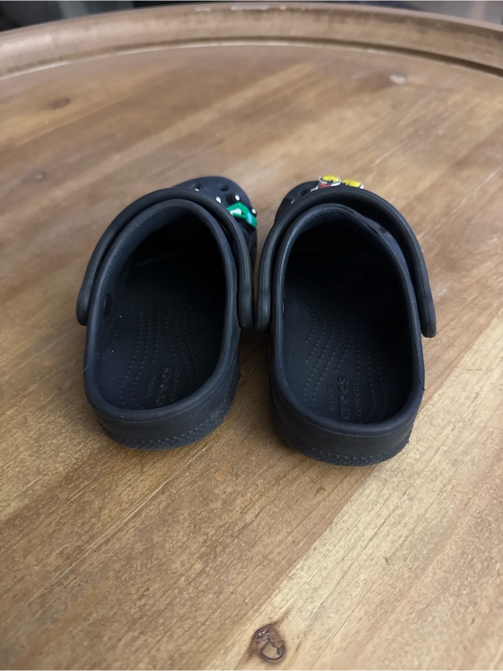 CROCS Black Kids Clog Sandals with Cartoon Jibbitz Charms - Picture 3 of 5